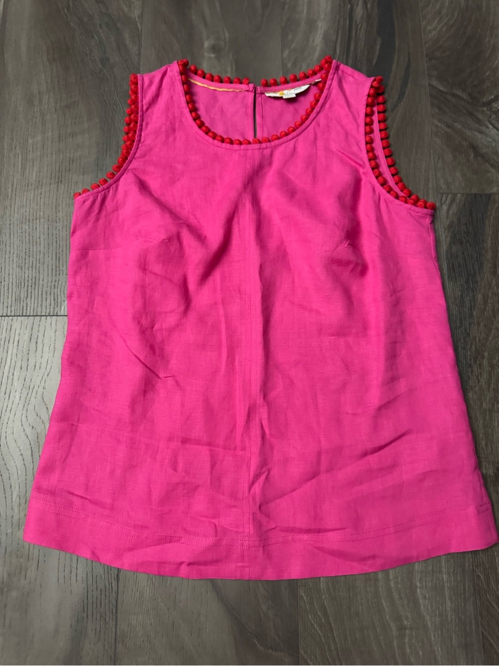 Boden Hot Pink Bauble Neck Linen Top Size 6